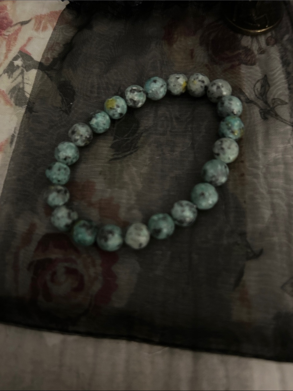 African Turquoise-Jasper Spotted Beaded Stretch Bracelet 8mm